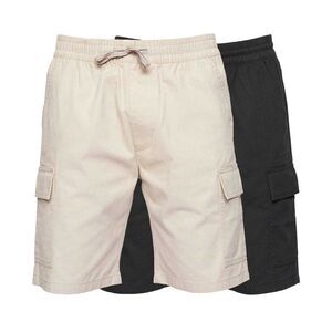 Crosshatch Mens Kathos Cargo Shorts (Pack of 2) / Beige/Black